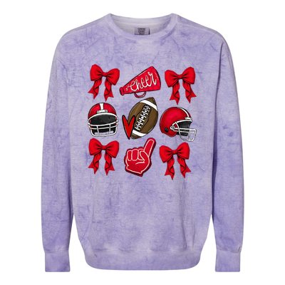 Football Coquette Bow Football Mom Game Day Colorblast Crewneck Sweatshirt