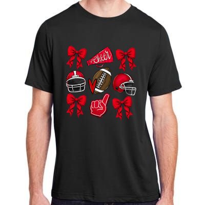 Football Coquette Bow Football Mom Game Day Adult ChromaSoft Performance T-Shirt