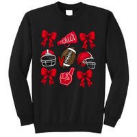 Football Coquette Bow Football Mom Game Day Tall Sweatshirt