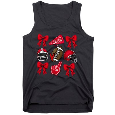 Football Coquette Bow Football Mom Game Day Tank Top