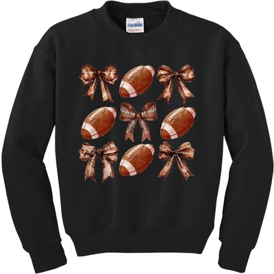 Football Coquette Bow Football Mom Game Day Kids Sweatshirt