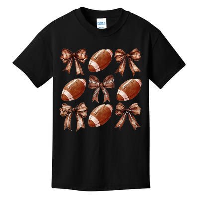 Football Coquette Bow Football Mom Game Day Kids T-Shirt