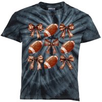 Football Coquette Bow Football Mom Game Day Kids Tie-Dye T-Shirt