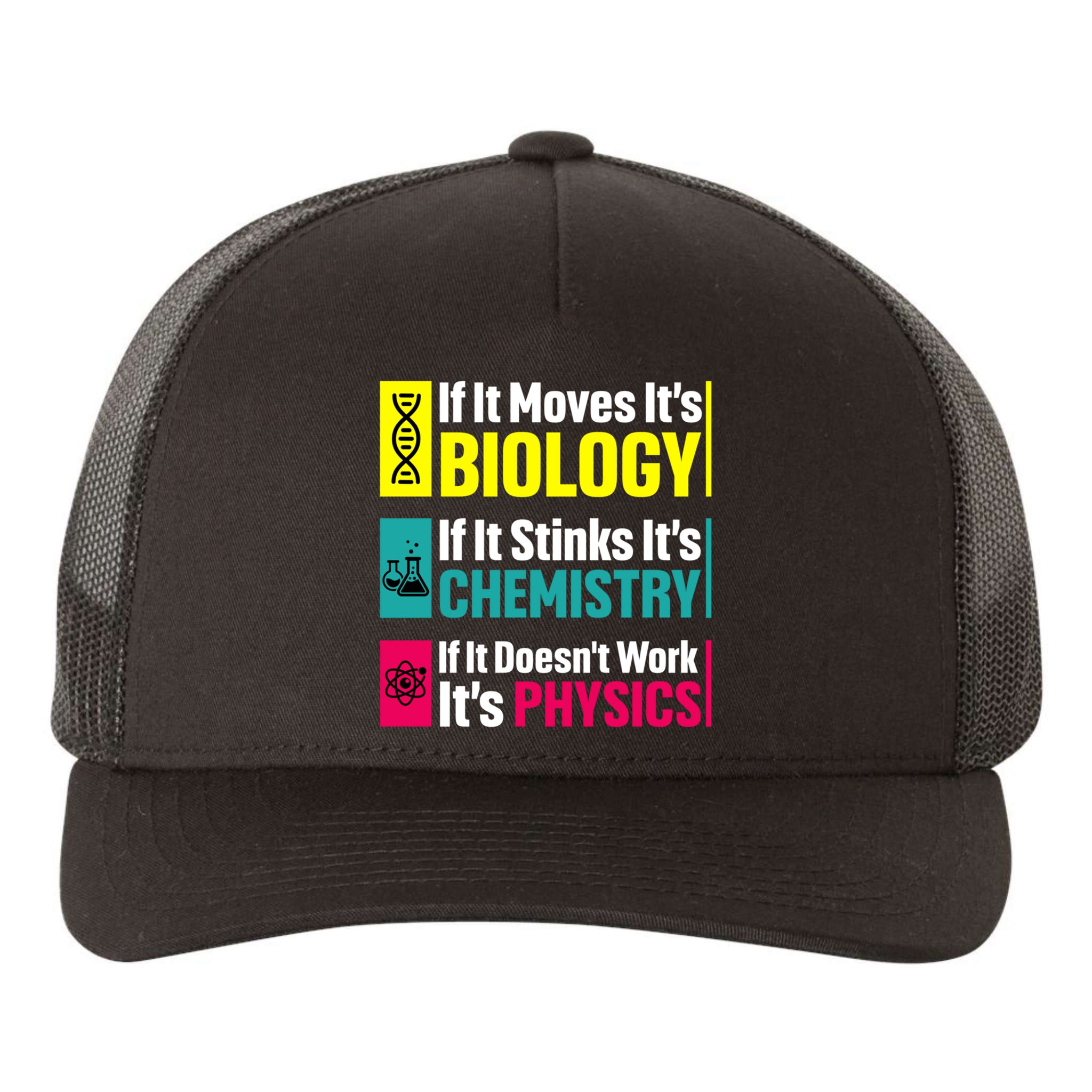 Funny Chemistry Biology Physics Nerd Funny Science Humor Gift Yupoong Adult 5-Panel Trucker Hat