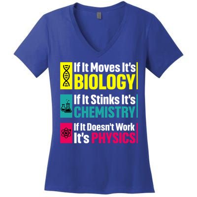 Funny Chemistry Biology Physics Nerd Funny Science Humor Gift Women's V-Neck T-Shirt