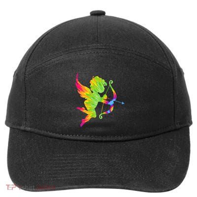 Funny Cupid Bow Arrow Tie Dye Vibrant Happy Valentine's Day Gift 7-Panel Snapback Hat