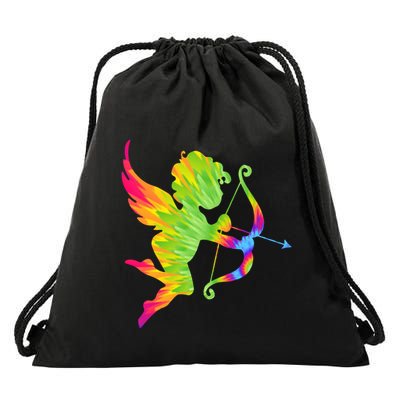 Funny Cupid Bow Arrow Tie Dye Vibrant Happy Valentine's Day Gift Drawstring Bag