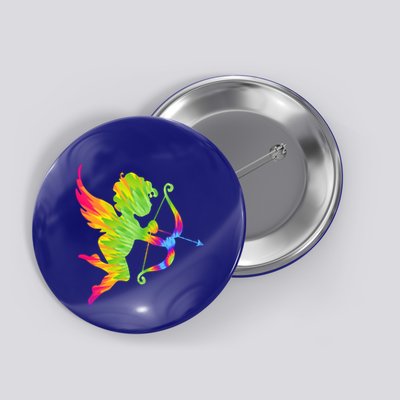 Funny Cupid Bow Arrow Tie Dye Vibrant Happy Valentine's Day Gift Button