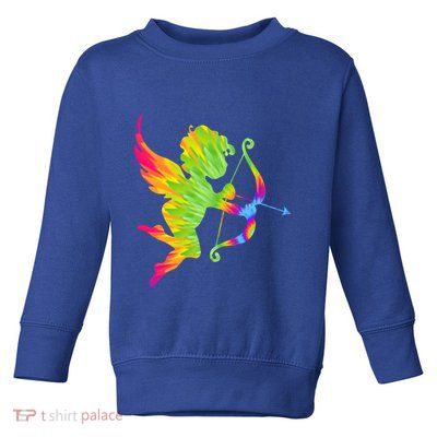 Funny Cupid Bow Arrow Tie Dye Vibrant Happy Valentine's Day Gift Toddler Sweatshirt