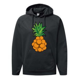 funny cool basketball pineapple design cool Performance Fleece Hoodie