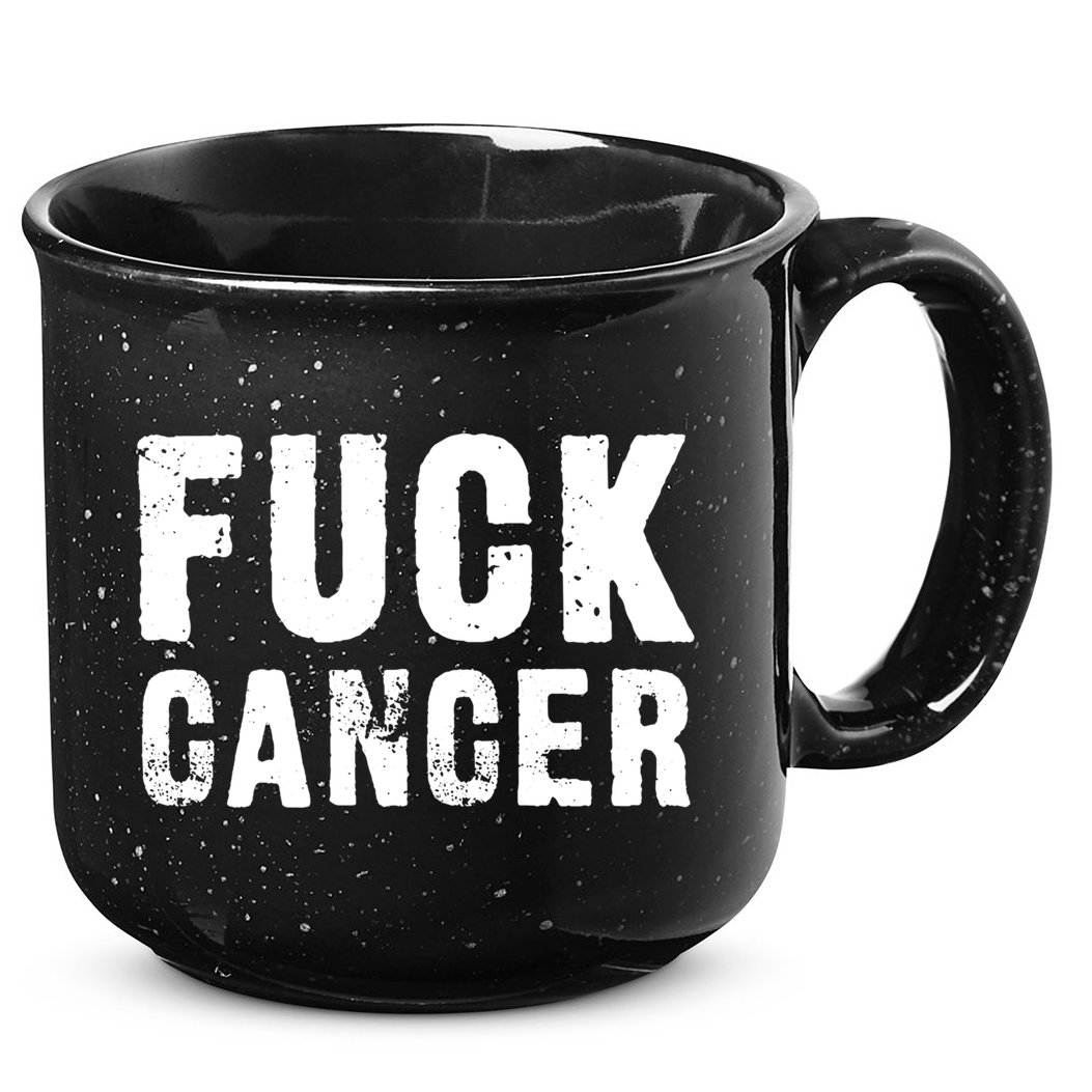 Fuck Cancer Black Font Gift 15oz Campfire Ceramic Mug