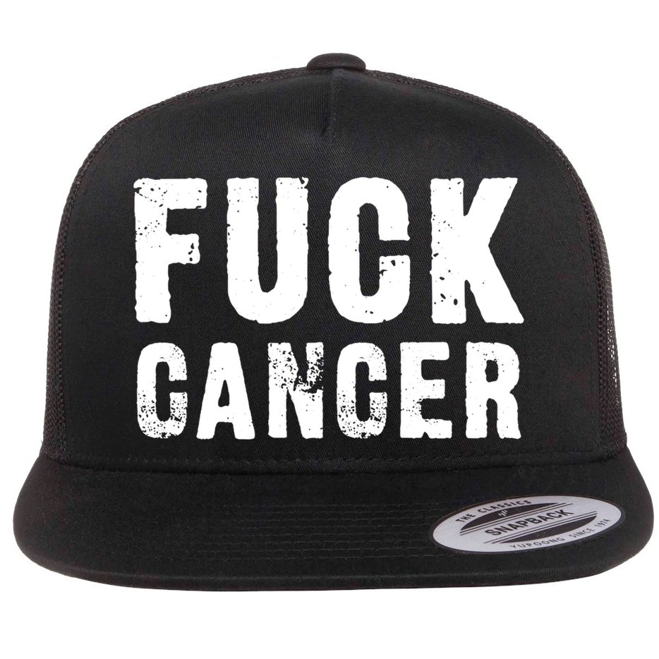 Fuck Cancer Black Font Gift Flat Bill Trucker Hat
