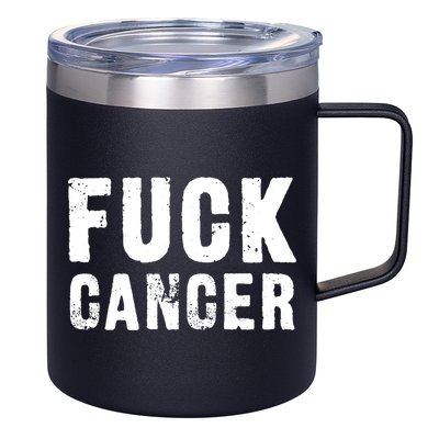 Fuck Cancer Black Font Gift 12oz Stainless Steel Coffee Mug