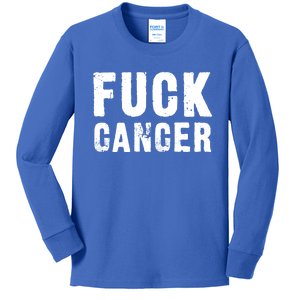 Fuck Cancer Black Font Gift Kids Long Sleeve Shirt