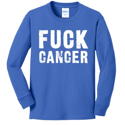 Fuck Cancer Black Font Gift Kids Long Sleeve Shirt