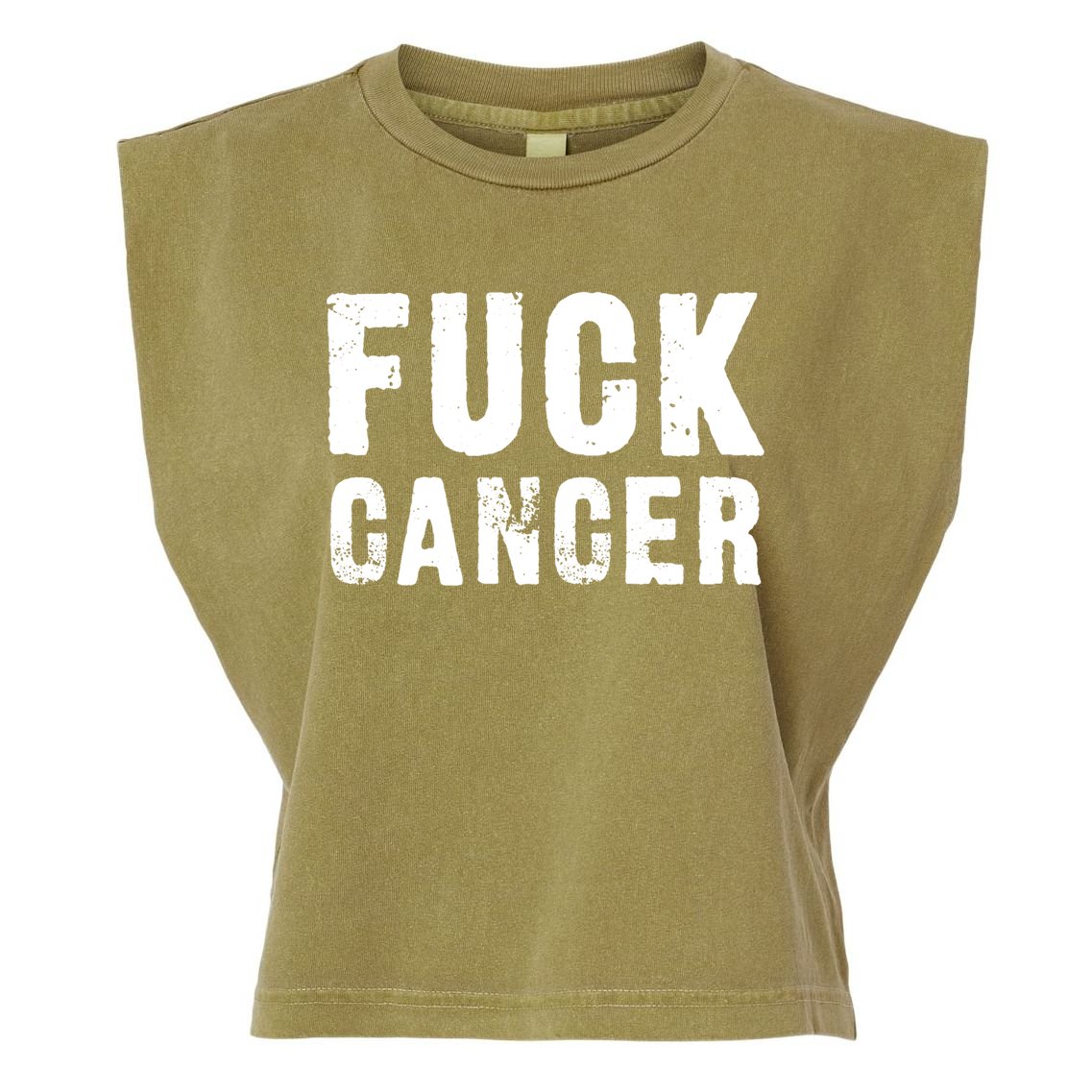 Fuck Cancer Black Font Gift Garment-Dyed Women's Muscle Tee