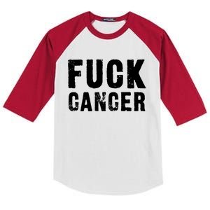 Fuck Cancer Black Font Gift Kids Colorblock Raglan Jersey