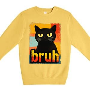 Funny Cat Bruh For Teen Meme Graphic Gift Premium Crewneck Sweatshirt