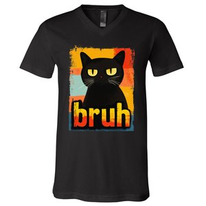 Funny Cat Bruh For Teen Meme Graphic Gift V-Neck T-Shirt