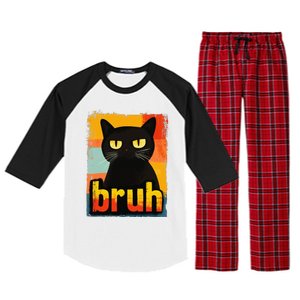 Funny Cat Bruh For Teen Meme Graphic Gift Raglan Sleeve Pajama Set