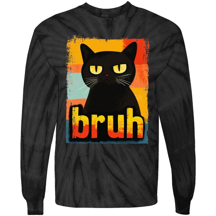 Funny Cat Bruh For Teen Meme Graphic Gift Tie-Dye Long Sleeve Shirt