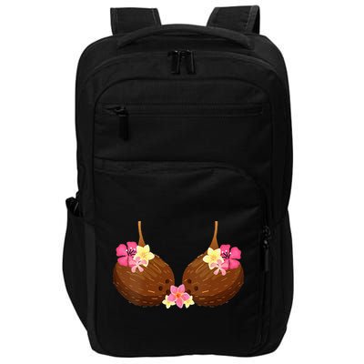 Funny Coconut Bra With Hawaiian Tropical Flowers Impact Tech Backpack