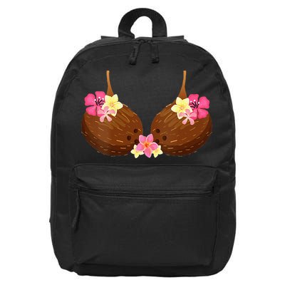 Funny Coconut Bra With Hawaiian Tropical Flowers 16 in Basic Backpack