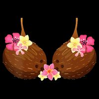 Funny Coconut Bra With Hawaiian Tropical Flowers 16 in Basic Backpack