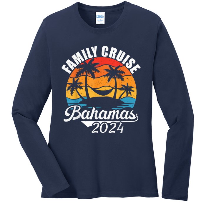 Family Cruise Bahamas 2024 Summer Matching Vacation 2024 Ladies Long Sleeve Shirt