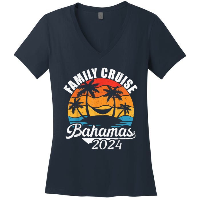 Family Cruise Bahamas 2024 Summer Matching Vacation 2024 Women's V-Neck T-Shirt