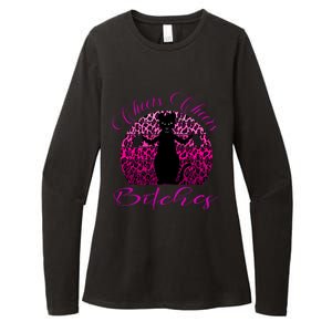 Funny Cheers Bitches Design Pink Leopard Print Pew Pew Gift Womens CVC Long Sleeve Shirt