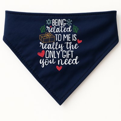 Funny Christmas Being Related To Me Is Really The Only Gift You Need USA-Made Doggie Bandana
