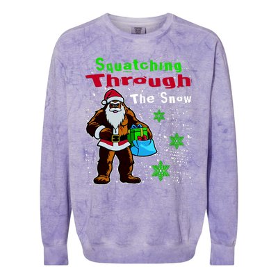 Funny Christmas Bigfoot Colorblast Crewneck Sweatshirt