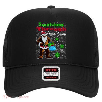 Funny Christmas Bigfoot High Crown Mesh Back Trucker Hat