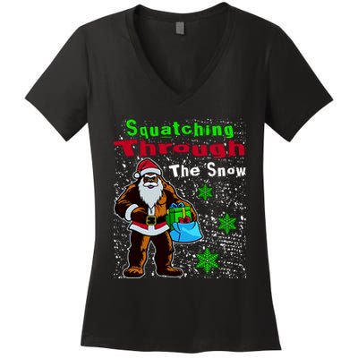 Funny Christmas Bigfoot Women's V-Neck T-Shirt