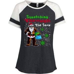 Funny Christmas Bigfoot Enza Ladies Jersey Colorblock Tee