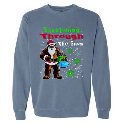 Funny Christmas Bigfoot Garment-Dyed Sweatshirt