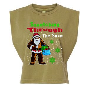 Funny Christmas Bigfoot Garment-Dyed Women's Muscle Tee