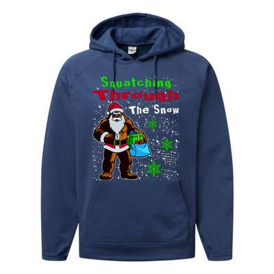 Funny Christmas Bigfoot Performance Fleece Hoodie