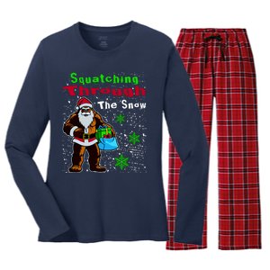 Funny Christmas Bigfoot Women's Long Sleeve Flannel Pajama Set 