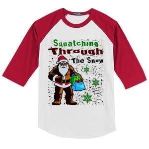 Funny Christmas Bigfoot Kids Colorblock Raglan Jersey