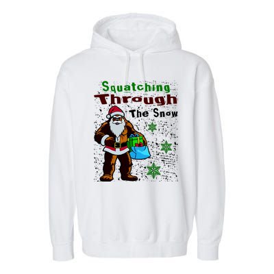 Funny Christmas Bigfoot Garment-Dyed Fleece Hoodie