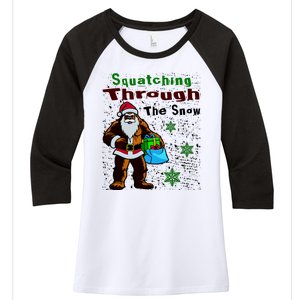 Funny Christmas Bigfoot Women's Tri-Blend 3/4-Sleeve Raglan Shirt