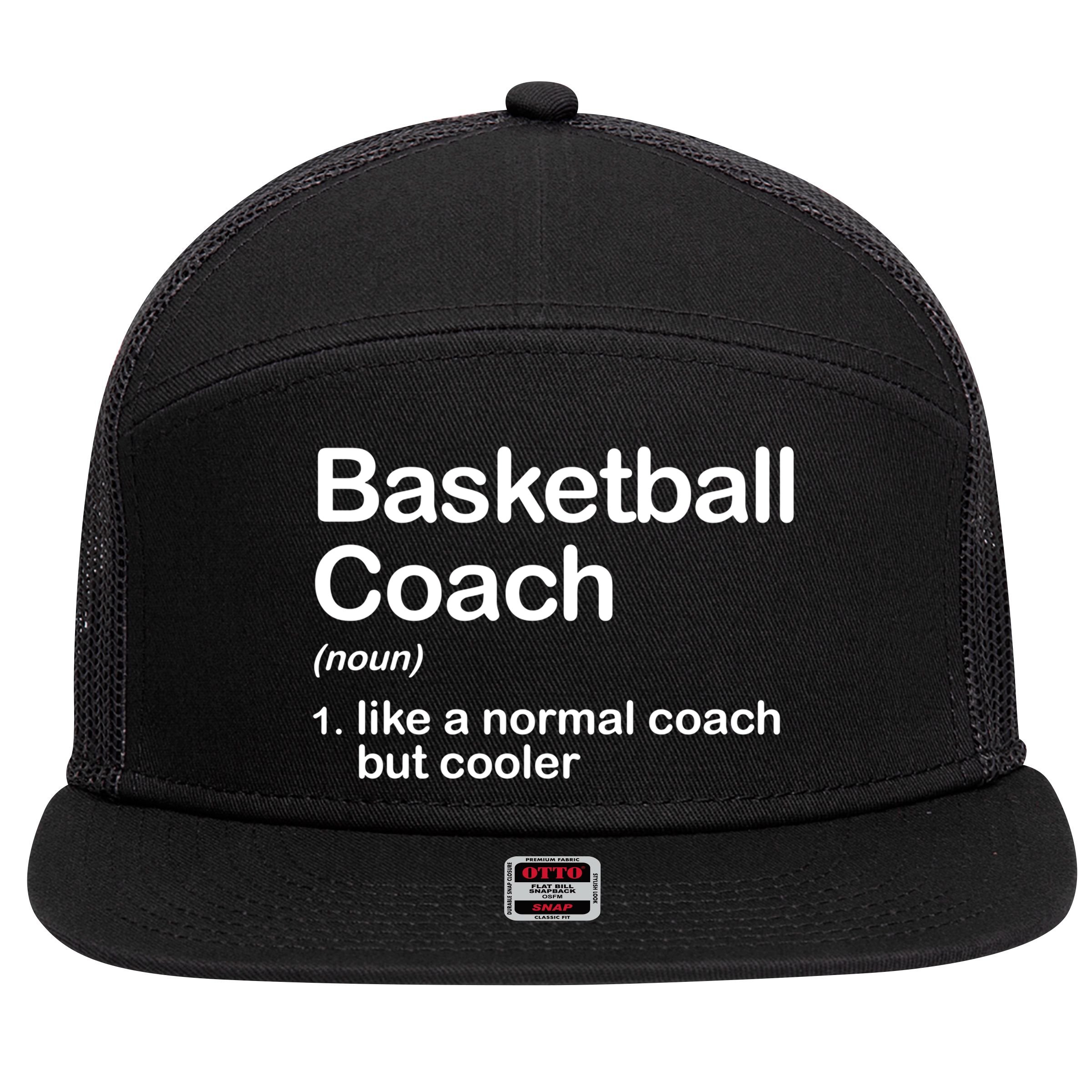 Funny College Basketball Coach Definition Design Gift 7 Panel Mesh Trucker Snapback Hat