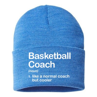Funny College Basketball Coach Definition Design Gift Sustainable Knit Beanie