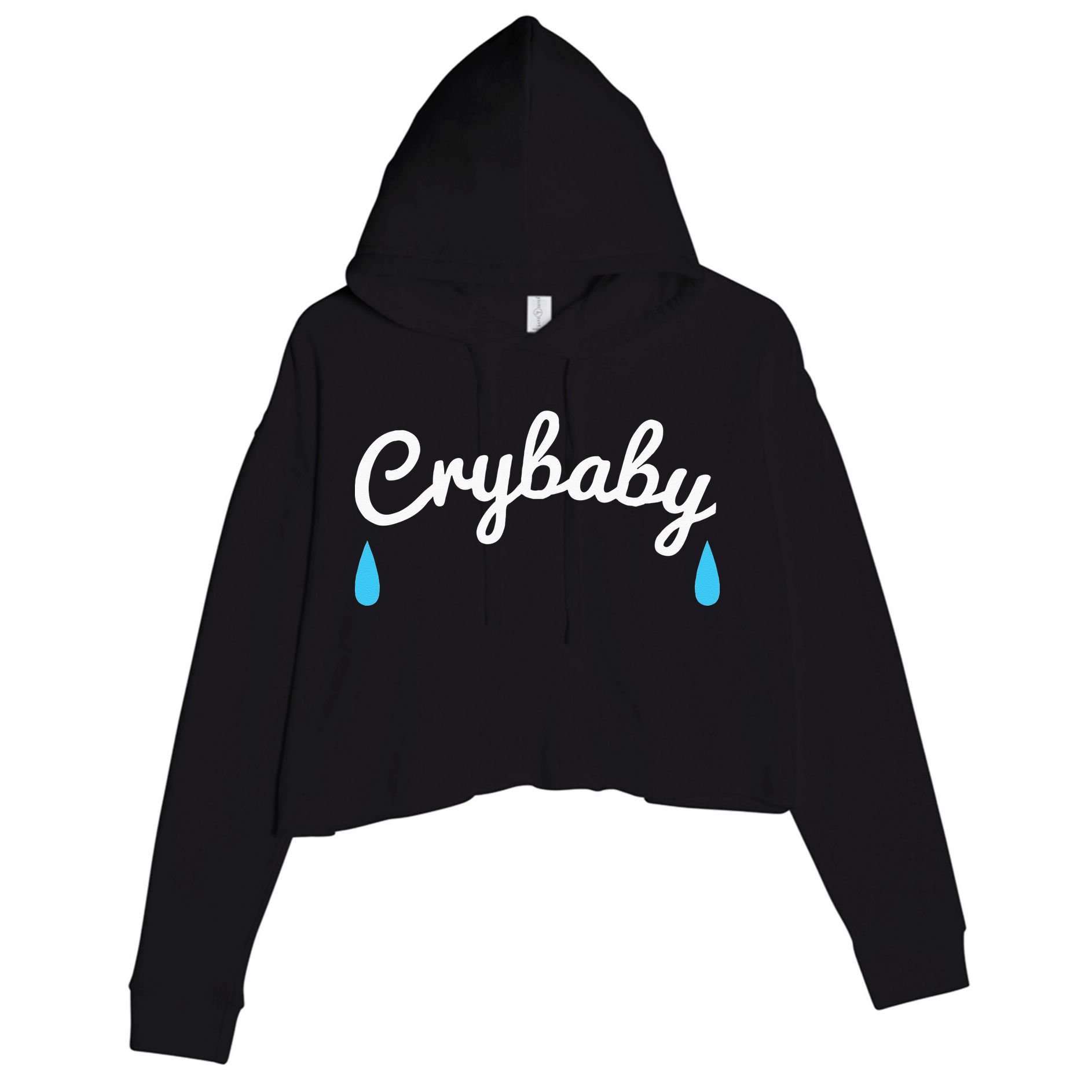 Funny Cry Baby Crop Fleece Hoodie