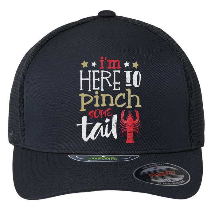 Funny Crawfish Boil Lover Im Here To Pinch Some Tailo In My Spare Time Flexfit Unipanel Trucker Cap