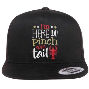 Funny Crawfish Boil Lover Im Here To Pinch Some Tailo In My Spare Time Flat Bill Trucker Hat