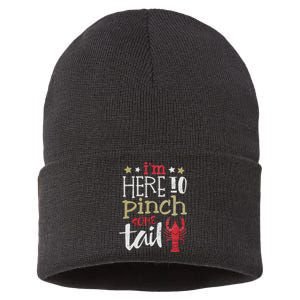 Funny Crawfish Boil Lover Im Here To Pinch Some Tailo In My Spare Time Sustainable Knit Beanie