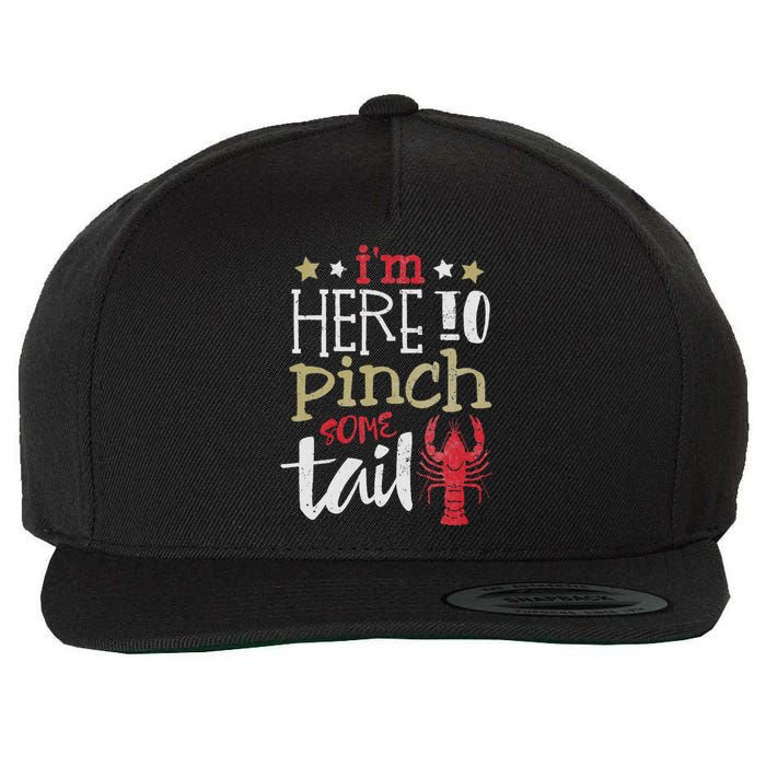 Funny Crawfish Boil Lover Im Here To Pinch Some Tailo In My Spare Time Wool Snapback Cap